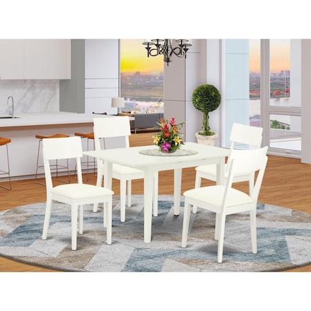 East West Furniture 5 Piece Norfolk Rectangular Dinette Set - Linen White NOAD5-LWH-LC